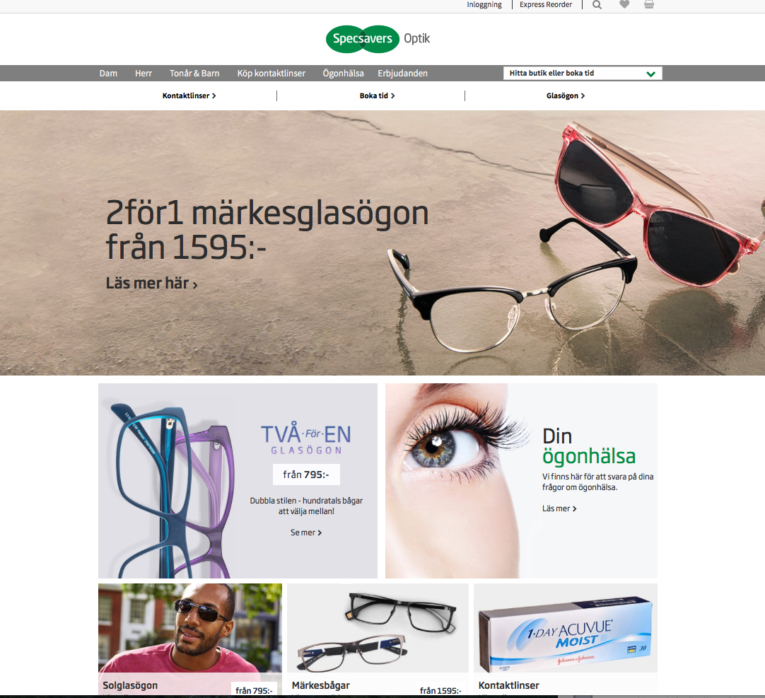 screenshot på Specsavers